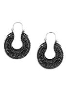 Shein Antique Silver Carved National Style Drop Earrings