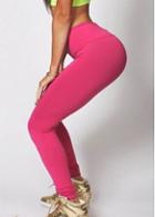 Rosewe Elastic Waist Neon Pink Ankle Length Leggings