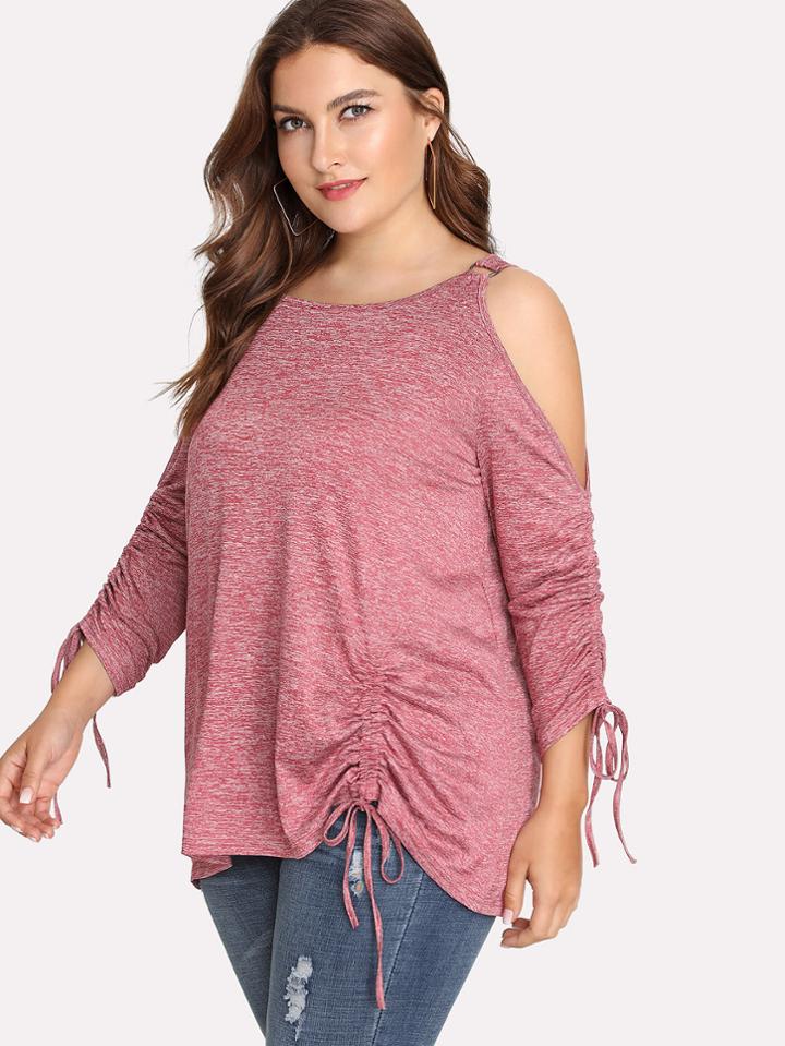 Shein Cold Shoulder Ruched Tee
