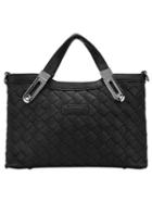 Shein Black Zipper Plait Metallic Embellished Pu Bag