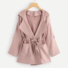 Shein Plus Self Tie Hooded Coat