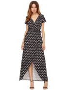 Shein Geo Print Dip Hem Wrap Dress