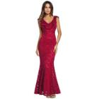 Shein Ruffle Neckline Fishtail Lace Dress