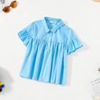 Shein Girls Button Up Bell Sleeve Collar Neck Top