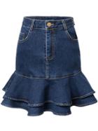 Shein Blue High Waist Denim Double Layers Fishtail Skirt
