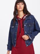 Shein Raw Trim Back Drop Shoulder Jacket