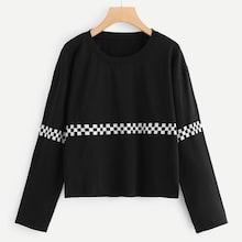 Shein Plus Contrast Plaid Sweatshirt