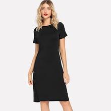 Shein Boat Neck Skinny Solid Dress