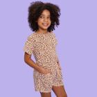 Shein Girls Leopard Print Tee & Shorts Set