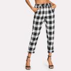 Shein Zip Up Tapered Plaid Pants