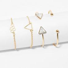 Shein Howlite Pattern Triangle Bracelet Set 4pcs
