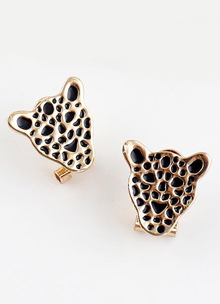 Shein Gold Glaze Leopard Stud Earrings