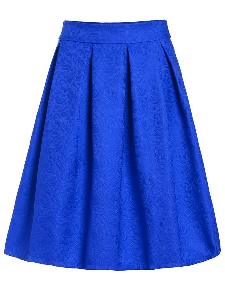 Shein Jacquard Blue Midi Skirt