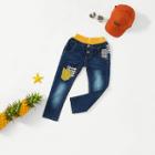 Shein Boys Contrast Ribbed Trim Pocket Detail Jeans
