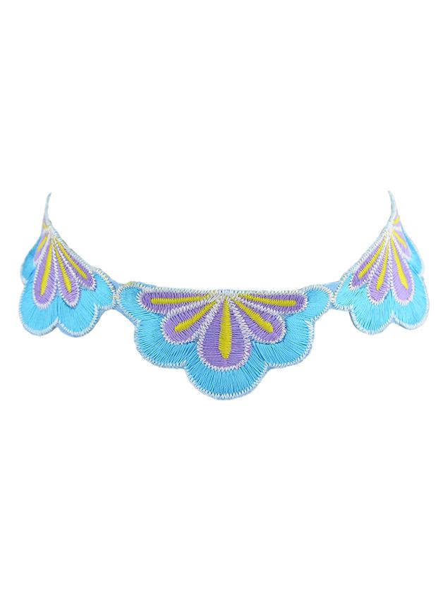 Shein Purple Flower Embroidery Ethnic Maxi Necklace For Women