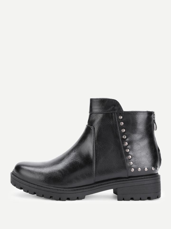 Shein Studded Detail Back Zipper Ankle Boots