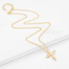 Shein Cross Pendant Chain Necklace With Rhinestone