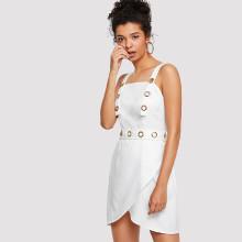 Shein Adjustable Strap Wrap Split Front Dress