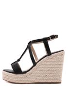 Shein Black Peep Toe Buckle Strap Wedges