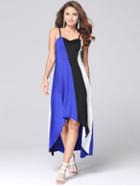 Shein Color Block Sweetheart High Low Slip Dress