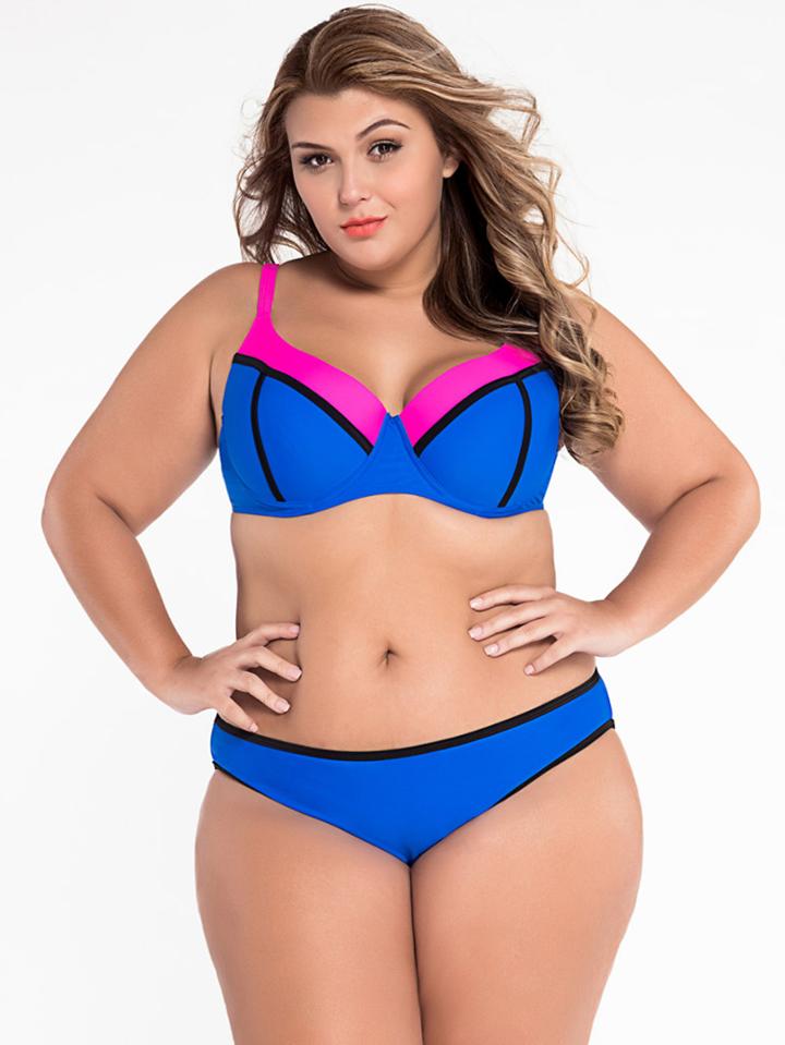 Shein Plus Size Color Block Bikini Set
