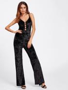 Shein O-ring Laddering Front Crushed Velvet Cami Jumpsuit