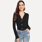 Shein V Neck Button Detail Tee