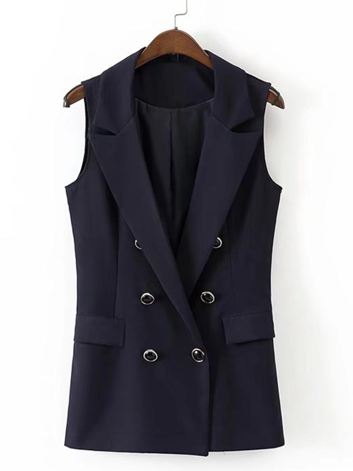 Shein Double Breasted Slim Fit Vest