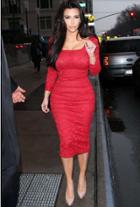 Shein Red Square Neck Long Sleeve Lace Dress