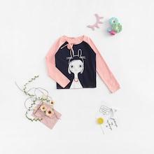 Shein Girls Figure Print Keyhole Front Tee