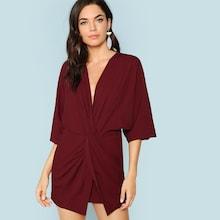 Shein Plunging Neck Twist Front Dress
