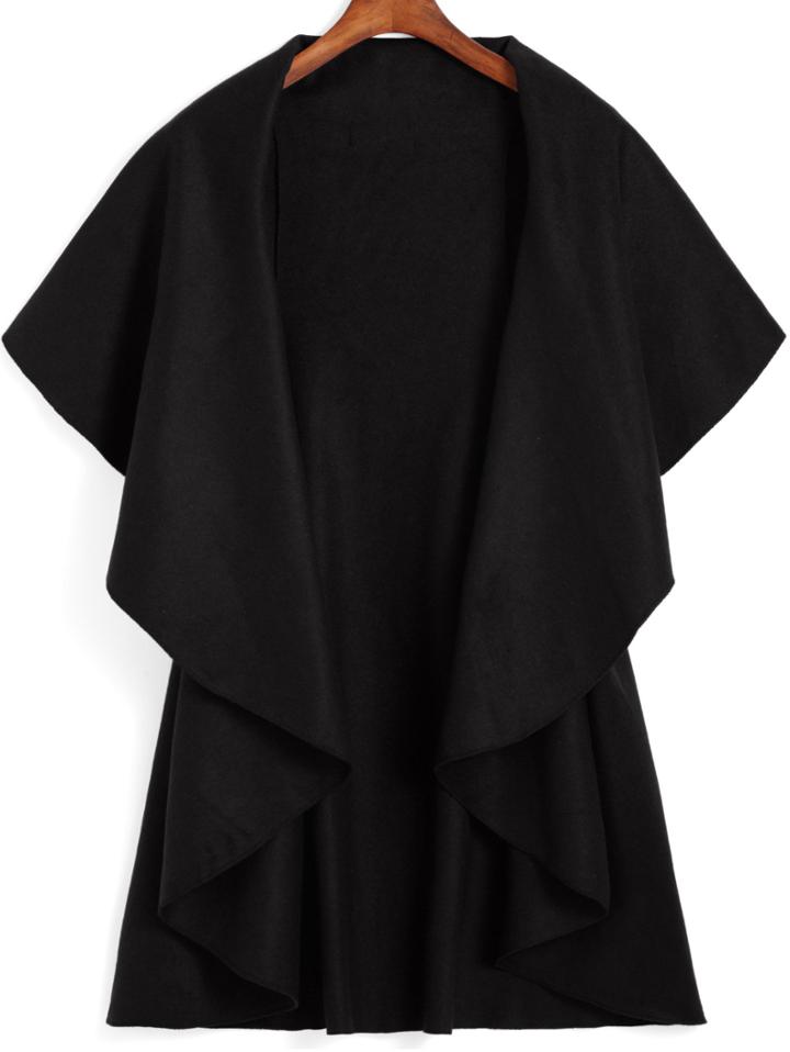 Shein Black Lapel Dip Hem Loose Coat