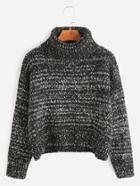 Shein Turtleneck Drop Shoulder Crop Cable Knit Sweater