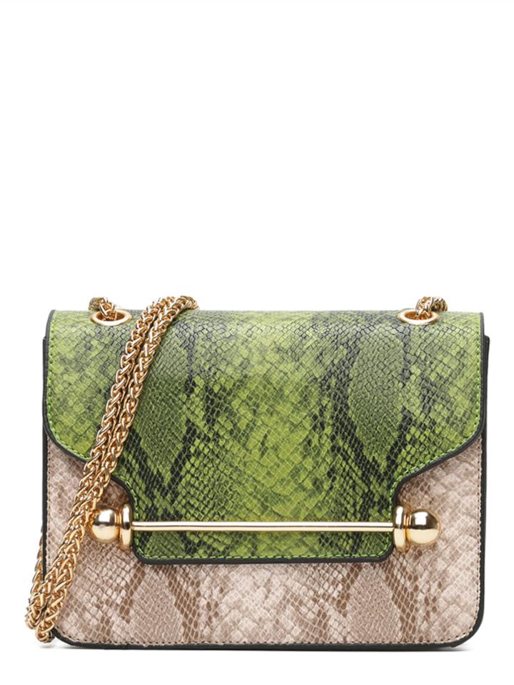 Shein Color Block Snakeskin Print Chain Bag