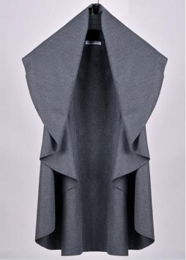 Rosewe Enchanting Deep Grey Turndown Collar Sleeveless Trench Coat