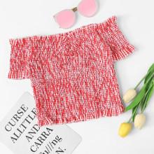 Shein Off Shoulder Frill Trim Pleated Top