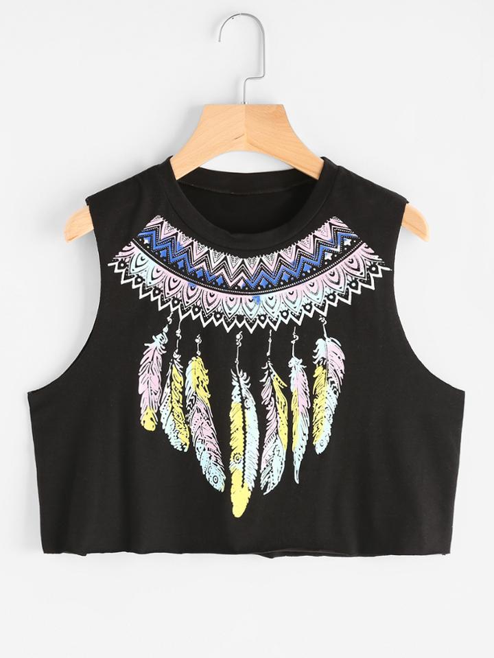 Shein Feather Printed Tank Top