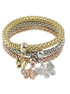 Shein Elastic Multicolors Chain Bracelet With Rhinestone Butterfly Charms