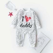 Shein Baby Letter Print Striped Jumpsuit