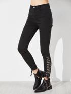 Shein Grommet Lace Up Skinny Jeans