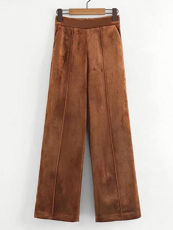 Shein Wide Leg Suede Pants