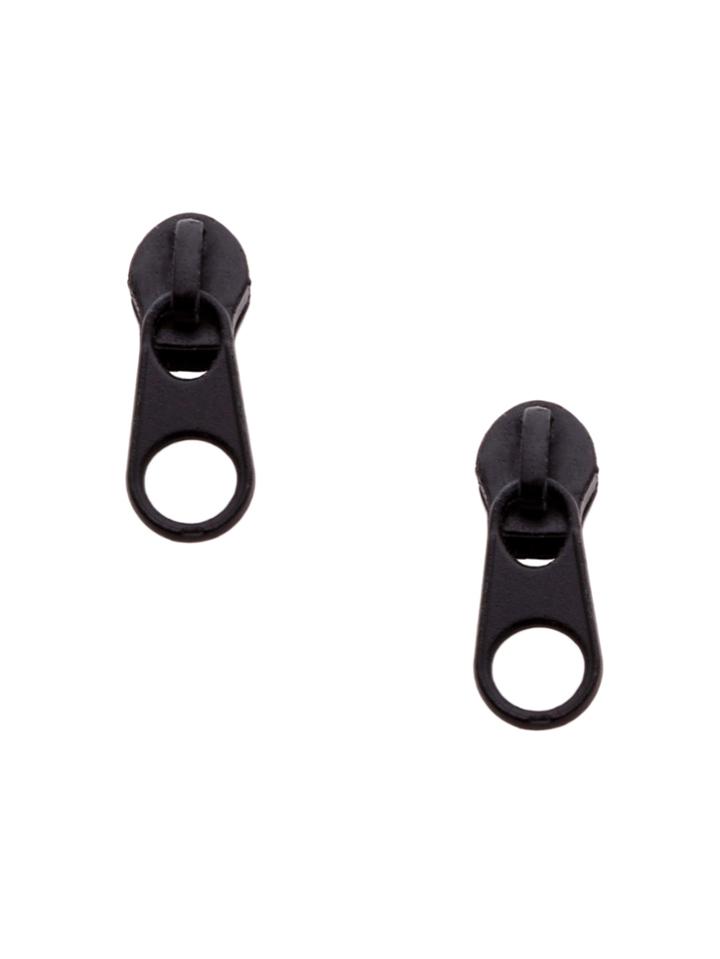 Shein Matte Black Funny Zipper Stud Earrings