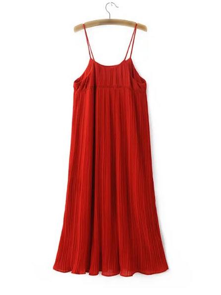 Shein Red Spaghetti Strap Shift Dress
