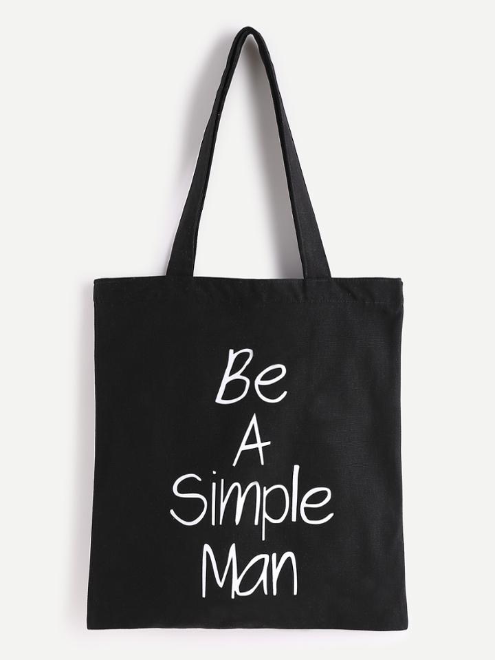 Shein Letter Print Linen Tote Bag