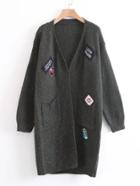 Shein Patch Detail Longline Sweater Coat