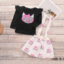 Shein Toddler Girls Frill Trim Tee & Pinafore Skirt