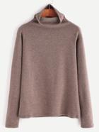 Shein Khaki Turtleneck Long Sleeve T-shirt