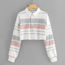 Shein Block Stripe Crop Sweatshirt
