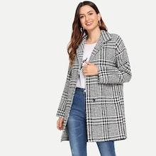 Shein Houndstooth Single Breasted Outerwear