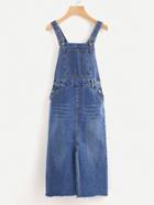 Shein Criss Cross Back Strap Overall Denim Dress